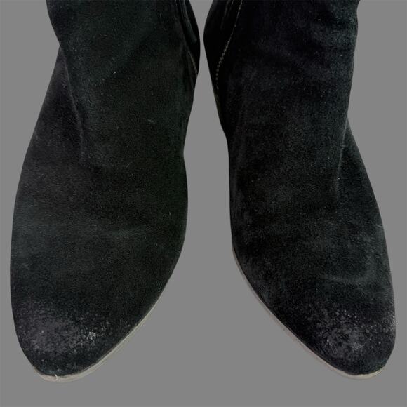 Frye Women's 8M Double Zip Slip on Black Suede Leather Ankle Heeled Booties - Picture 4 of 9